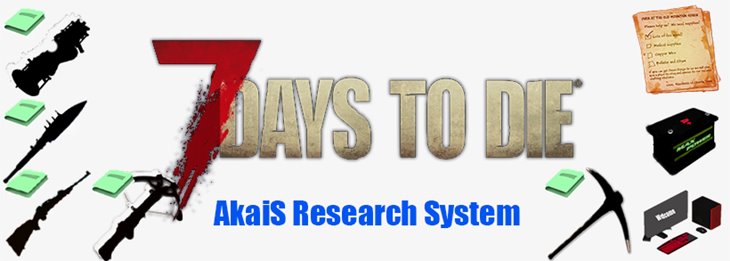 7 days to die akais research system mod, 7 days to die skill points, 7 days to die perks, 7 days to die books