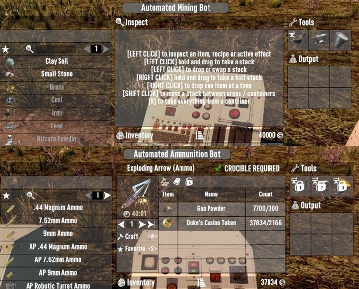 7 days to die autobots - automated mining and ammunition making bots (revisited), 7 days to die ammo, 7 days to die mining