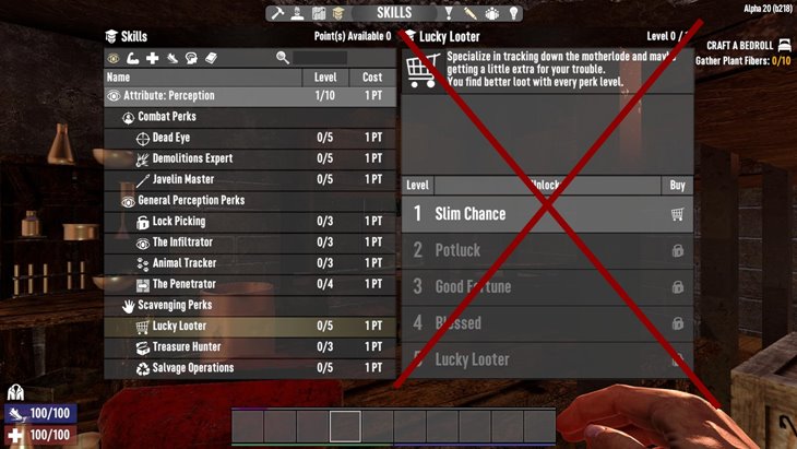 7 days to die lucky looter be gone, 7 days to die loot, 7 days to die books, 7 days to die perks