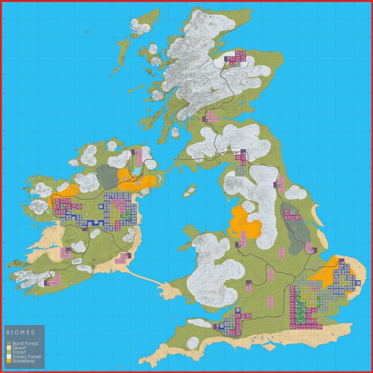 7 days to die map: uk undead, 7 days to die prefab, 7 days to die biomes, 7 days to die maps