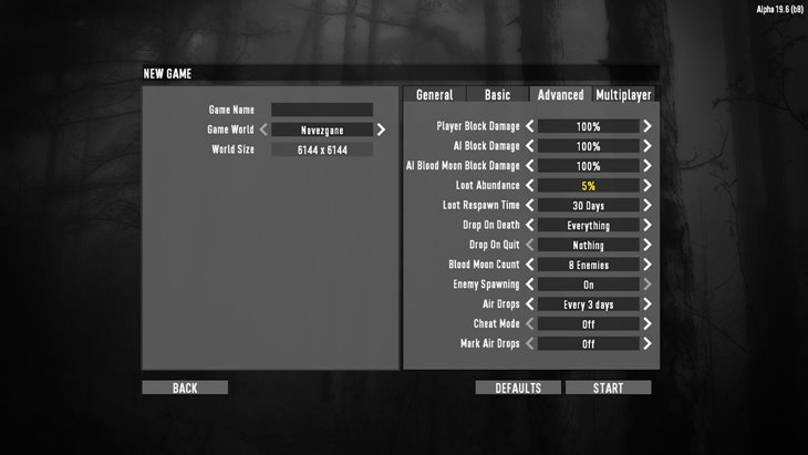7 days to die add lower loot percentage options, 7 days to die loot, 7 days to die menu