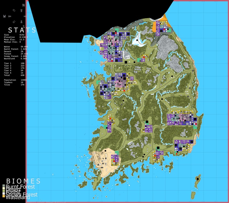 7 days to die map south korea undead 21, 7 days to die prefab, 7 days to die biomes, 7 days to die maps