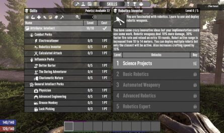 7 days to die robotics inventor perk increases crafting speed