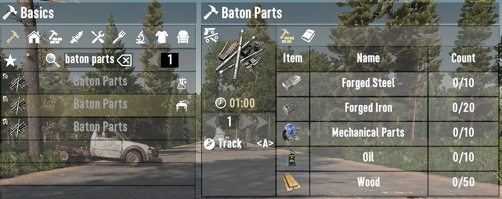 7 days to die craftable baton parts