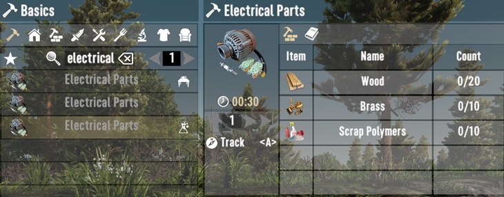 7 days to die craftable electrical parts