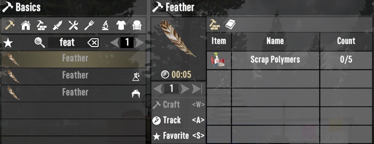 7 days to die craftable feathers