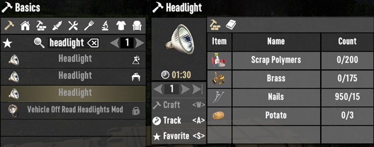 7 days to die craftable head lights