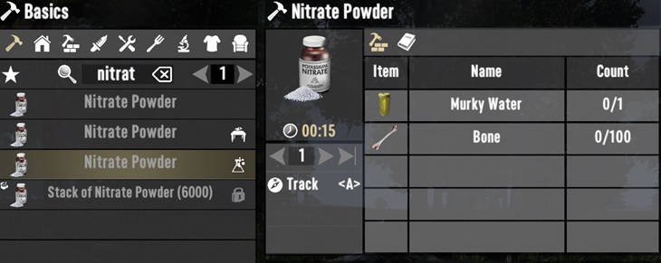 Craftable Nitrate Powder