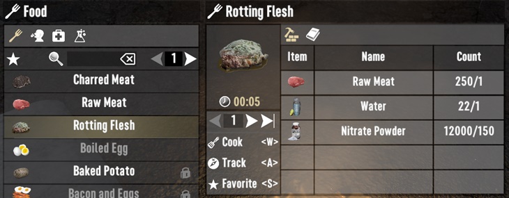 7 days to die craftable rotten flesh