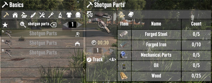 Craftable Shotgun Parts