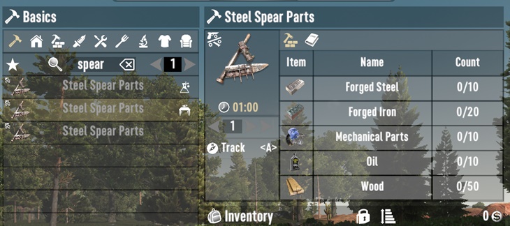 7 days to die craftable spear parts