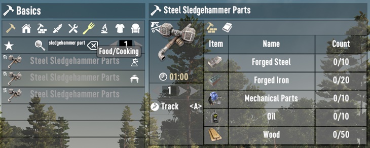 7 days to die craftable steel sledgehammer parts