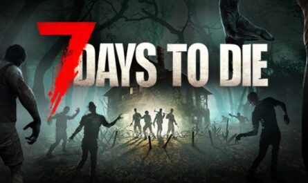 7 days to die stock image depicting zombies descending upon a cabin in the woods
