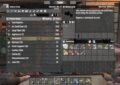 Screenshot from the game 7 Days to Die showing a trader’s inventory menu with a list of items for sale, including a motorcycle priced at 30,000 coins. The description notes that the vehicle can be placed in the world using a secondary action and requires a workbench to craft. The player’s inventory is visible on the right side of the screen, and the trader’s background environment is shown behind the interface.