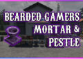 Bearded Gamers Mortar & Pestle” — written in a bold, Western-style font with a purple glow and white outline. The text is prominent and eye-catching, suggesting a playful or creative gaming brand identity.