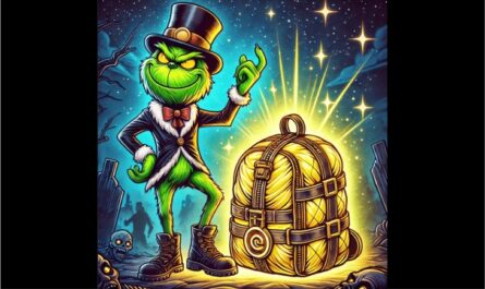 Colorful artwork featuring a mischievous green character next to a radiant golden loot bag, symbolizing the 7 Days to Die mod “(TMO) Long Lasting Loot Bags n More” by TheMeanOnesDevelopments, designed to increase loot bag lifespan and improve loot quality.