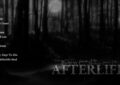 Main menu screen for the mod "Echoes of the Afterlife", the official continuation of the Afterlife mod for the game 7 Days to Die. The menu depicts a black and white image of a moonlit forest with the word Afterlife in ghostly letters along the bottom.