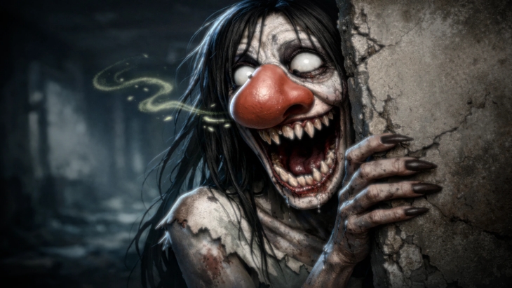 Screamer zombie with big red nose representing ByteBlazar's olfactory screamers mod for 7 days to die